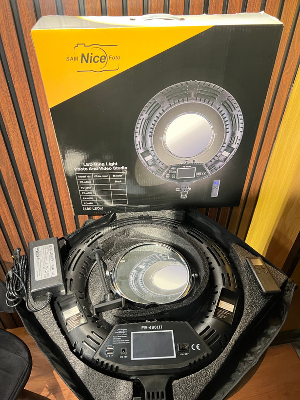 رینگ لایت FE480 نایس فوتو Nice Foto 100W پک کامل با آینه، کیف و پایه حرفهای