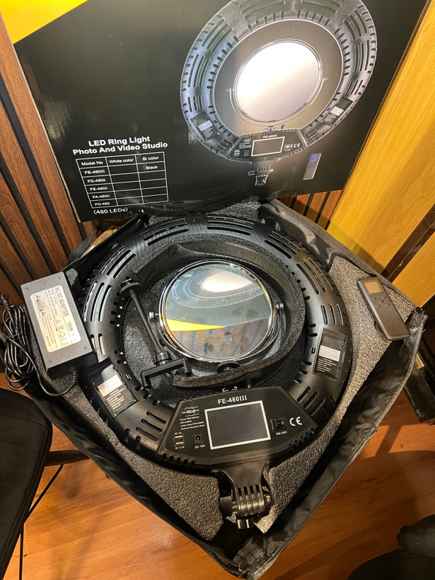 رینگ لایت FE480 نایس فوتو Nice Foto 100W پک کامل با آینه، کیف و پایه حرفهای