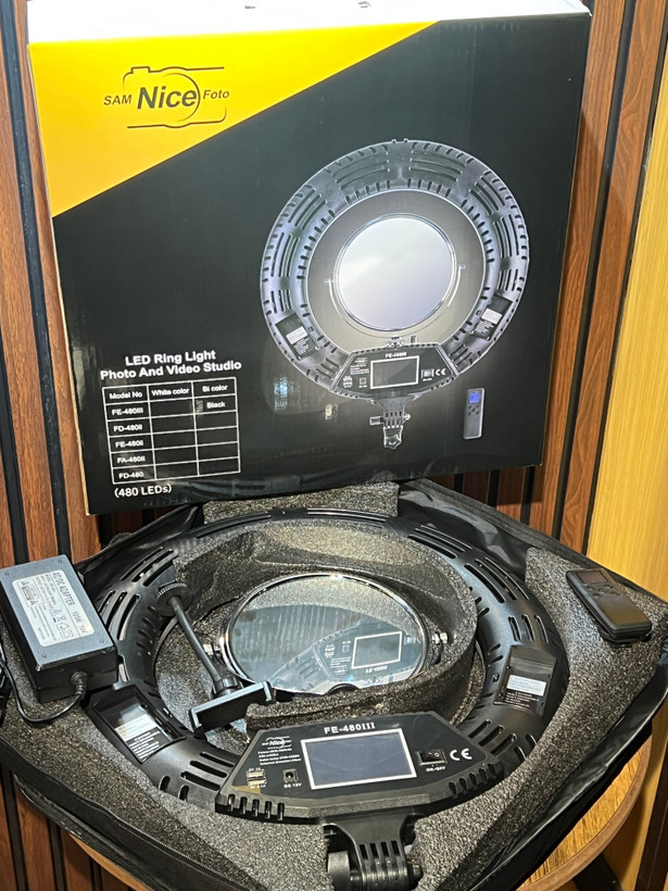 رینگ لایت FE480 نایس فوتو Nice Foto 100W پک کامل با آینه، کیف و پایه حرفهای